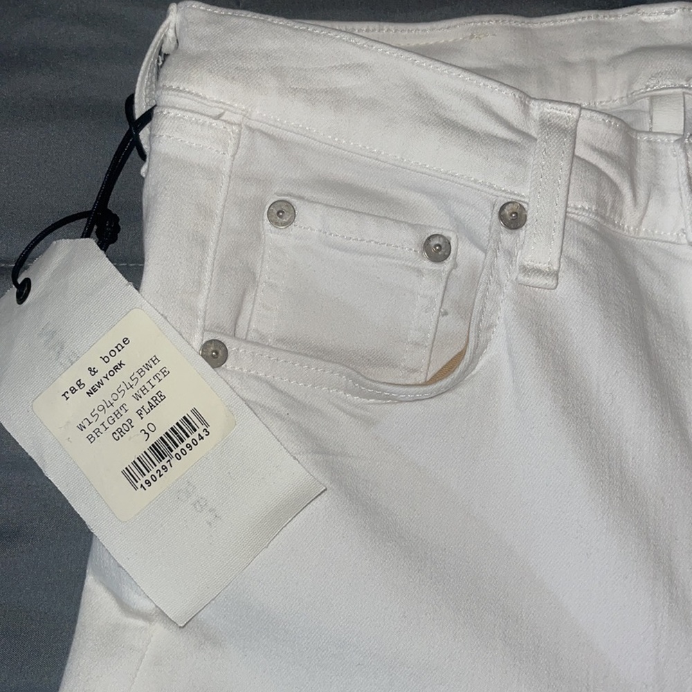 RAG & BONE Bright White Crop Flare Stretch Jeans size 30 Style # W15940545BWH - Picture 12 of 16
